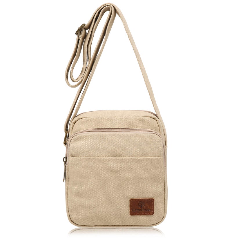 Coton Pose Small mini Hippie Crossbody Bag Top Zip Cotton Sling Bag Jacquard cloth Handmade Bags (off-white) - Image 2