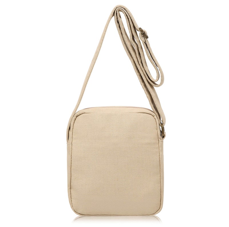 Coton Pose Small mini Hippie Crossbody Bag Top Zip Cotton Sling Bag Jacquard cloth Handmade Bags (off-white) - Image 3