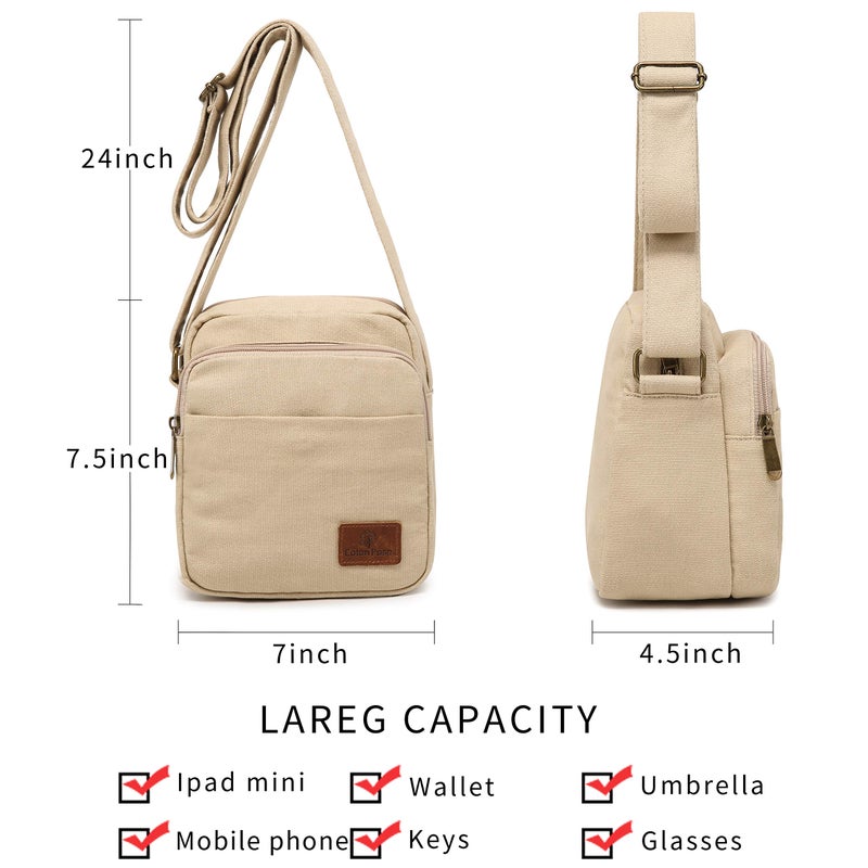 Coton Pose Small mini Hippie Crossbody Bag Top Zip Cotton Sling Bag Jacquard cloth Handmade Bags (off-white) - Image 4