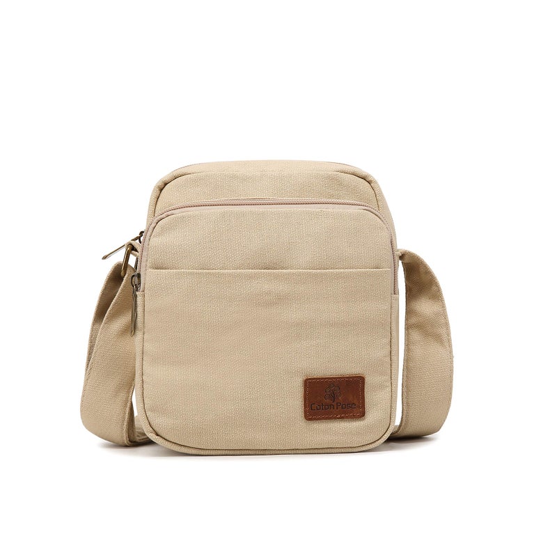 Coton Pose Small mini Hippie Crossbody Bag Top Zip Cotton Sling Bag Jacquard cloth Handmade Bags (off-white) - Image 1