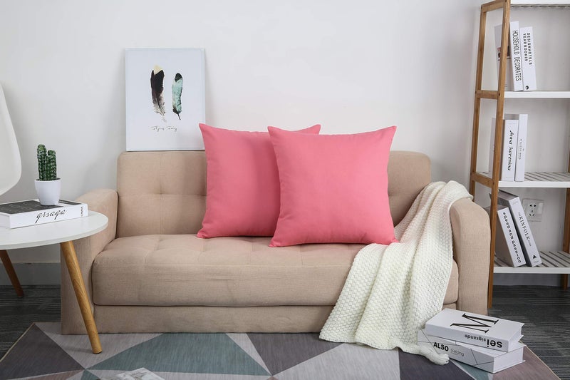 TangDepot Handmade Decorative Solid 100% Cotton Canvas Throw Pillow Covers/Pillow Shams  (22""x22""  Pink) - Image 3