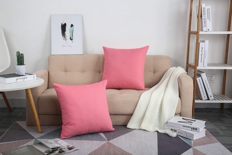 TangDepot Handmade Decorative Solid 100% Cotton Canvas Throw Pillow Covers/Pillow Shams  (22""x22""  Pink) - Image 4