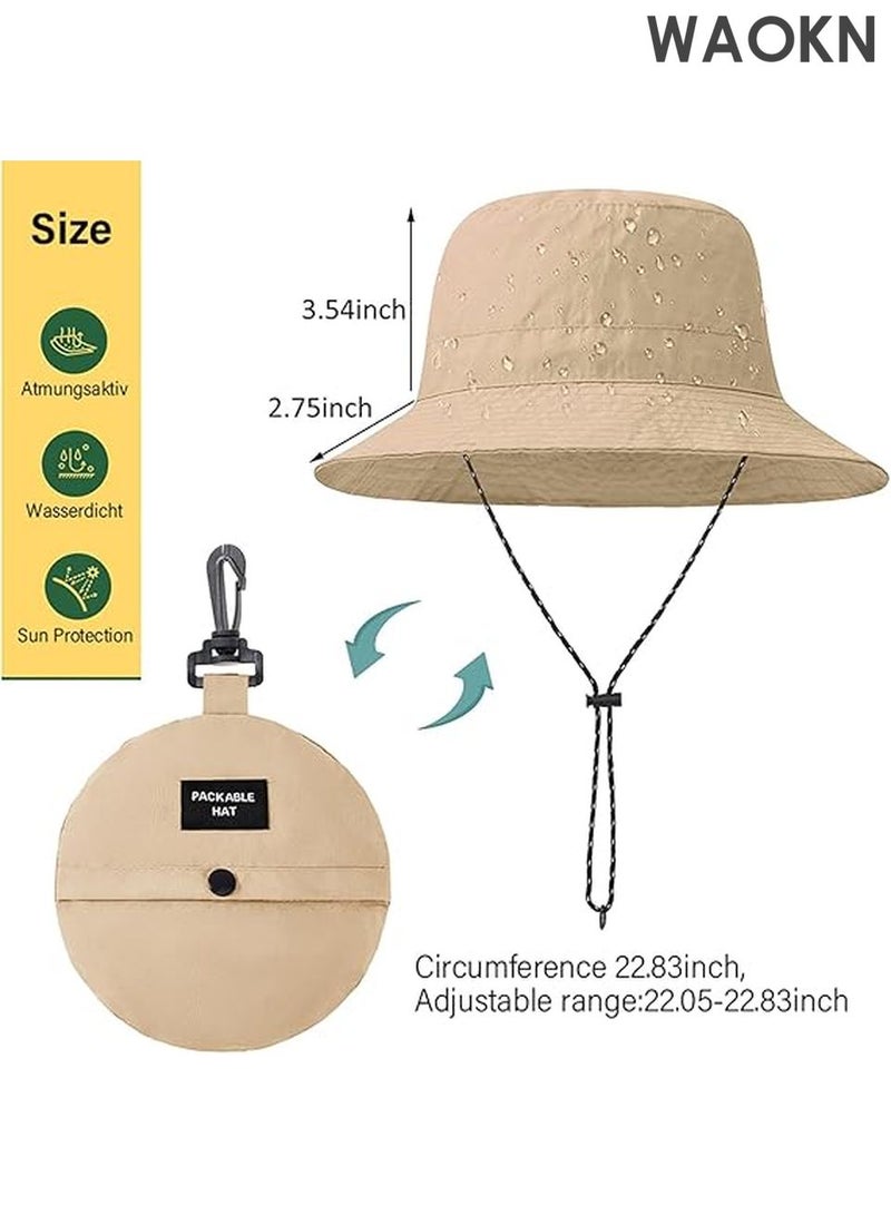 WAOKN Unisex UPF 50+ Sun Hat for Men & Women - Wide Brim Bucket Hat with Breathable Mesh Panels - UV Protection Outdoor Hat for Fishing, Hiking, Beach, Gardening - Adjustable Sweatband & Foldable Design (Khaki) - Image 1