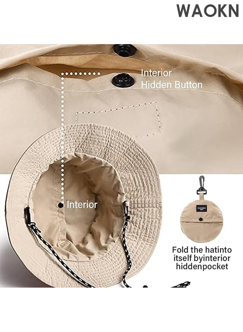 WAOKN Unisex UPF 50+ Sun Hat for Men & Women - Wide Brim Bucket Hat with Breathable Mesh Panels - UV Protection Outdoor Hat for Fishing, Hiking, Beach, Gardening - Adjustable Sweatband & Foldable Design (Khaki) - Image 5