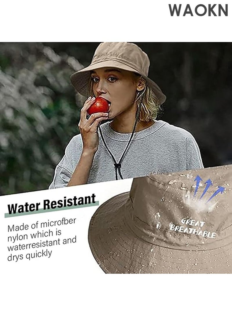 WAOKN Unisex UPF 50+ Sun Hat for Men & Women - Wide Brim Bucket Hat with Breathable Mesh Panels - UV Protection Outdoor Hat for Fishing, Hiking, Beach, Gardening - Adjustable Sweatband & Foldable Design (Khaki) - Image 4