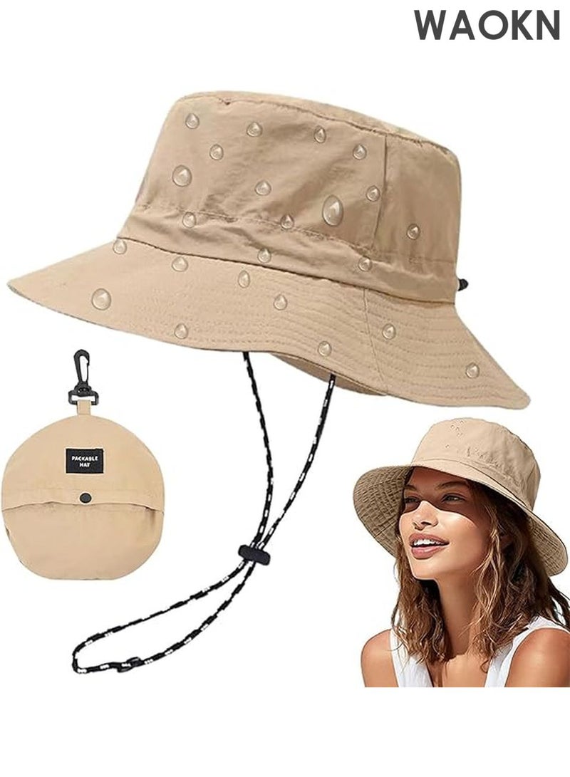 WAOKN Unisex UPF 50+ Sun Hat for Men & Women - Wide Brim Bucket Hat with Breathable Mesh Panels - UV Protection Outdoor Hat for Fishing, Hiking, Beach, Gardening - Adjustable Sweatband & Foldable Design (Khaki) - Image 2