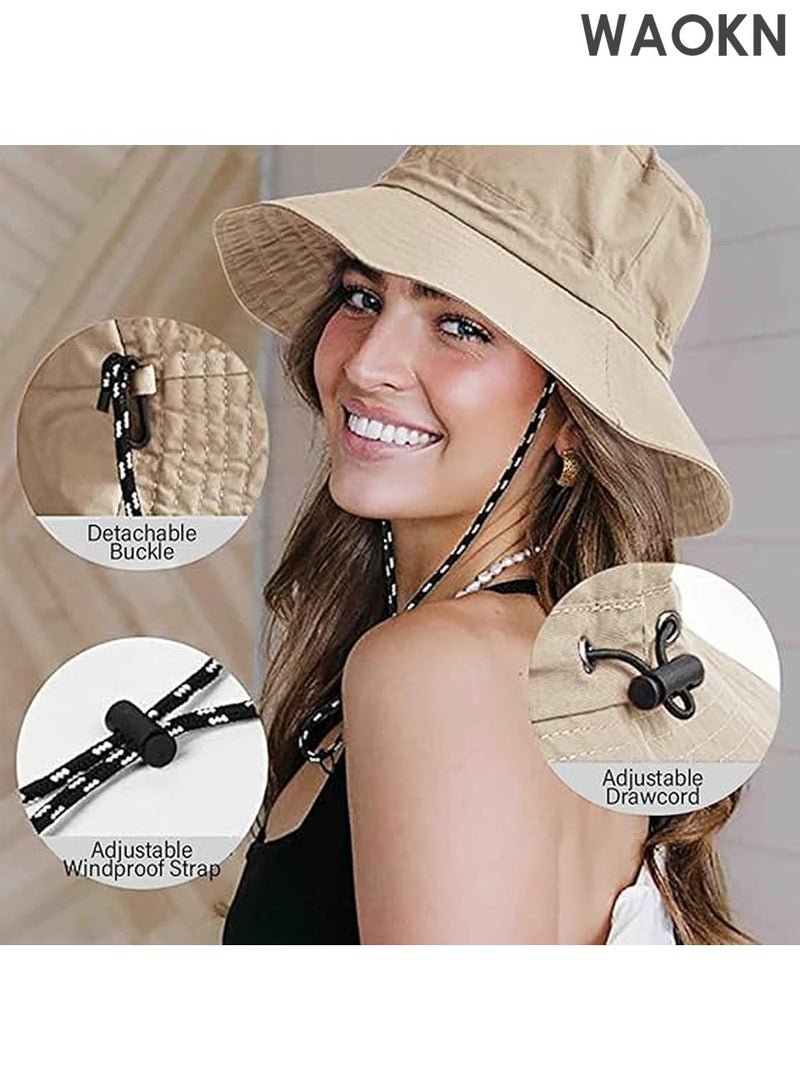 WAOKN Unisex UPF 50+ Sun Hat for Men & Women - Wide Brim Bucket Hat with Breathable Mesh Panels - UV Protection Outdoor Hat for Fishing, Hiking, Beach, Gardening - Adjustable Sweatband & Foldable Design (Khaki) - Image 3