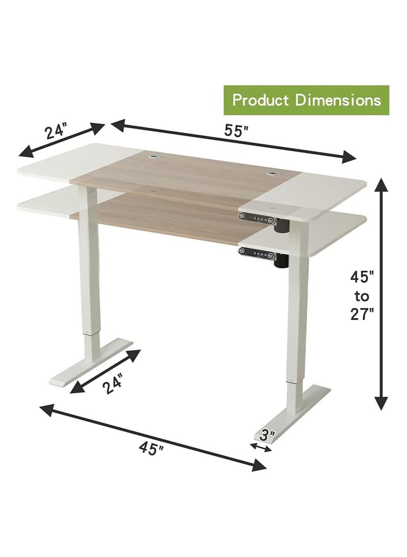 Cool Baby Style - Electric Standing Desk Height Adjustable Electric Standing Desk 55 x 24 Inch Ergonomic Patch Panel Desk For Home Office - Image 1