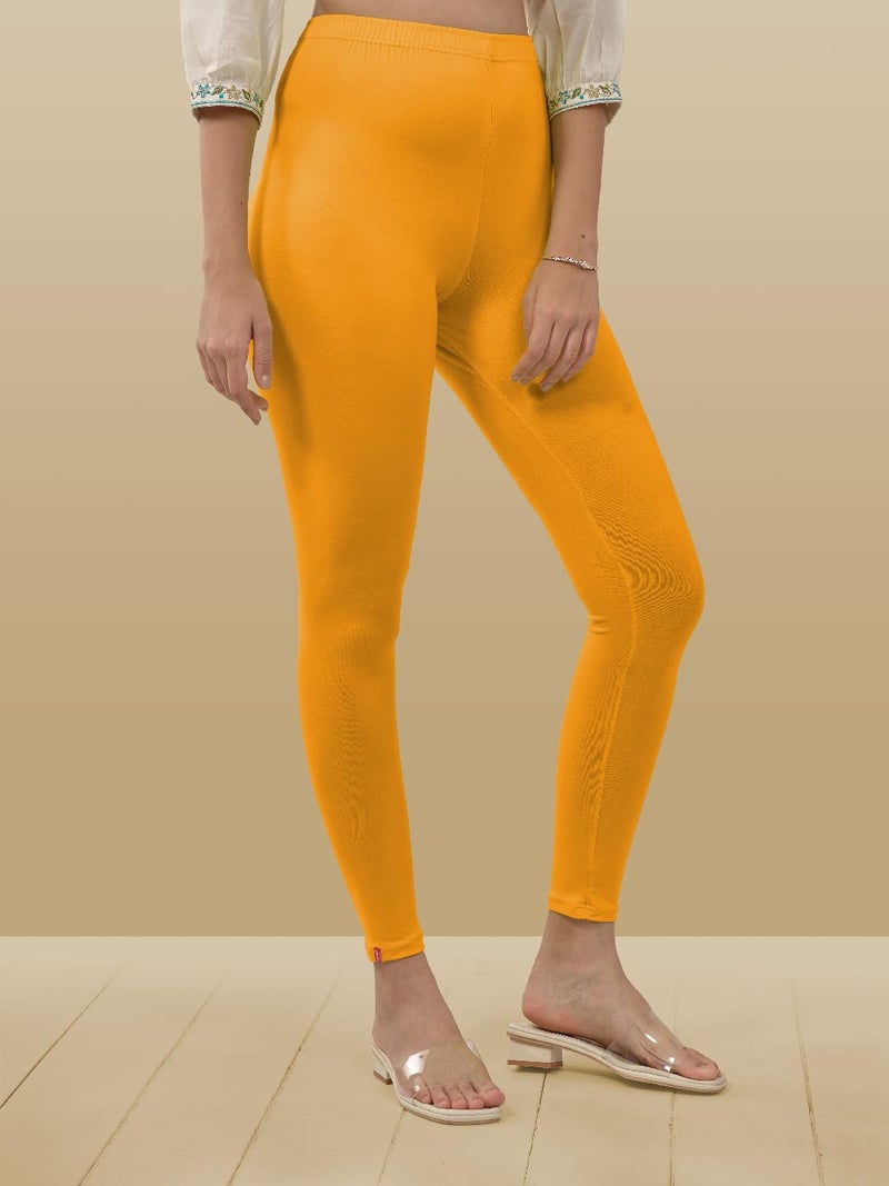 Lyra Women Solid Premium Cotton Ankle length Leggings | Mid-Waist | Fashionwear - Image 3