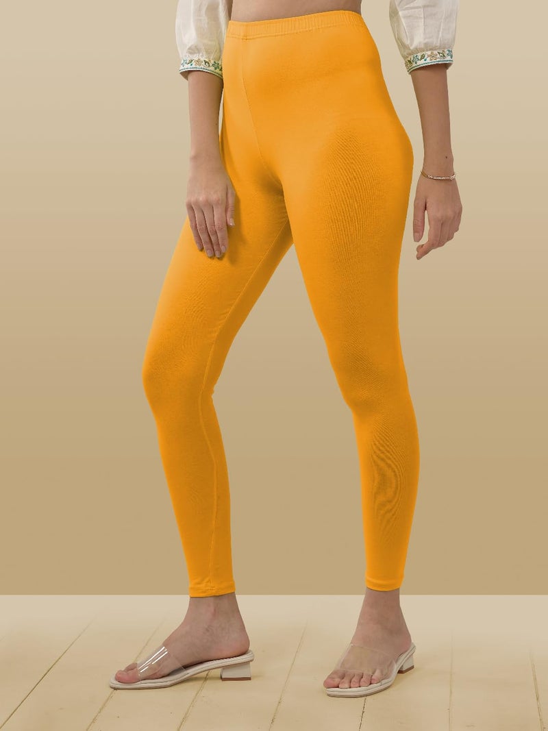 Lyra Women Solid Premium Cotton Ankle length Leggings | Mid-Waist | Fashionwear - Image 4