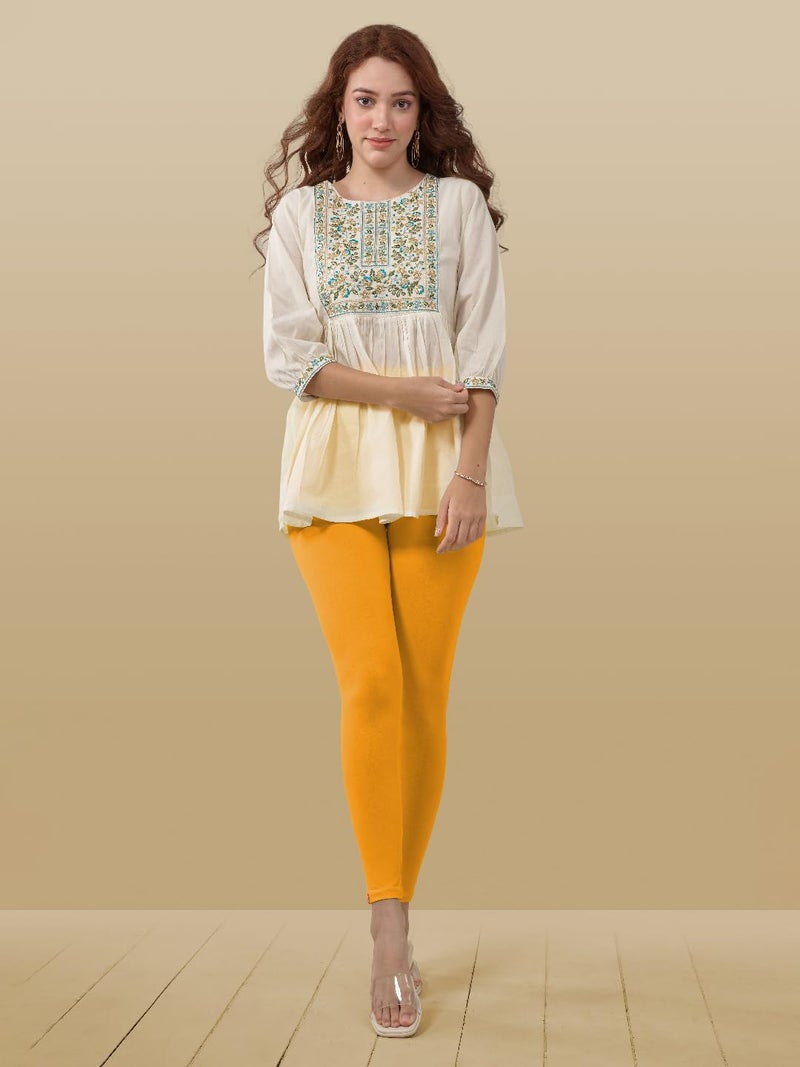 Lyra Women Solid Premium Cotton Ankle length Leggings | Mid-Waist | Fashionwear - Image 5