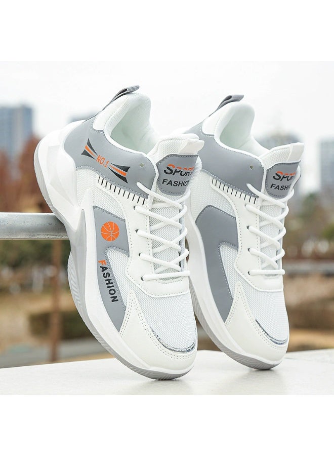 Men's Lace-up Chunky Sneakers, Athletic Shoes, Shock Absorbing And Breathable Shoes For Running Basketball Workout Gym