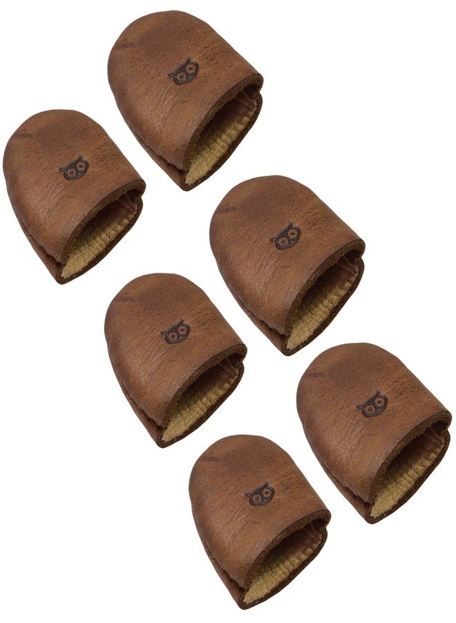 Hide & Drink, Durable Thimble (6 Pack) Handmade from Full Grain Leather - Finger Protector, Sewing Thimble, Hand Applique & EPP, Quilting Embroidery - Bourbon Brown - Image 1