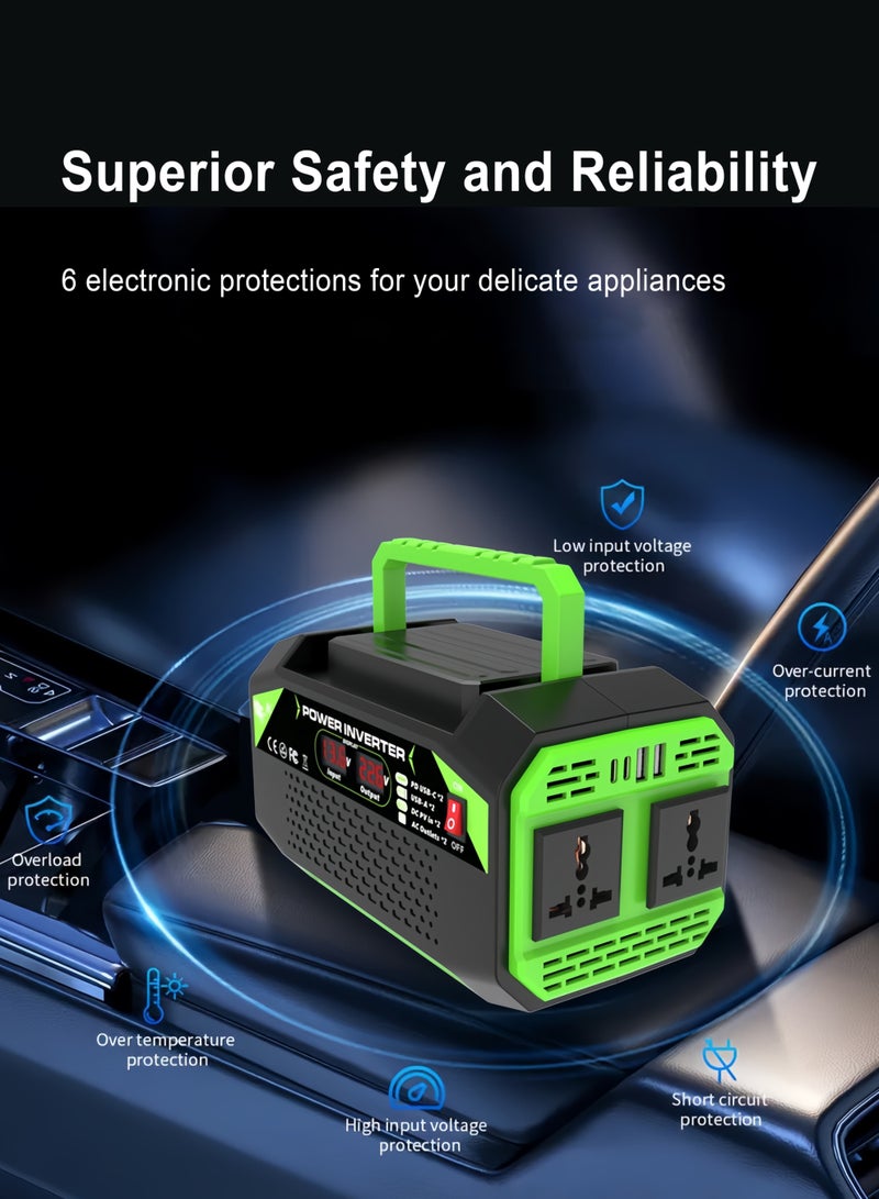 Car inverter 12V, output voltage 220V-230V, Output power up to 600W, 2 AC power plugs, 2 USB sockets and 2 TYPE-C sockets - Image 4