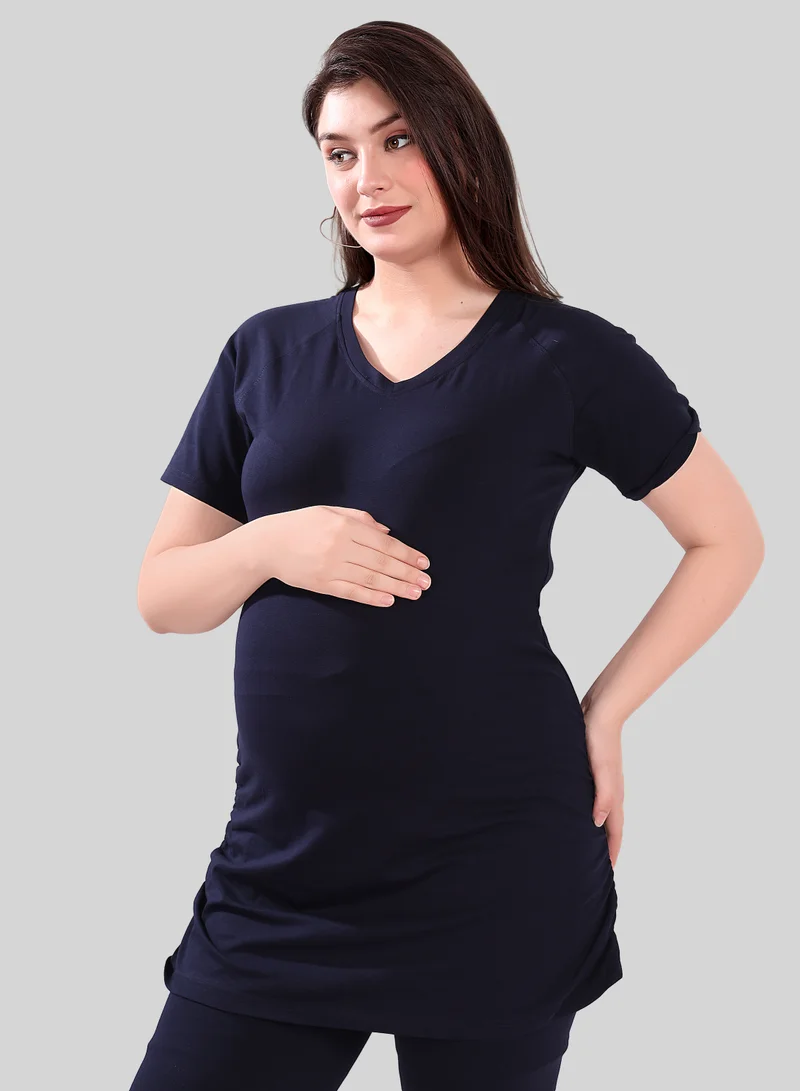 TUMMY TUMMY Combo Pack of 2 Maternity Black and Blue T-shirt
