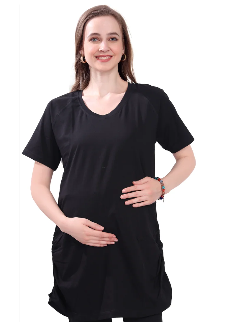 TUMMY TUMMY Combo Pack of 2 Maternity Black and Blue T-shirt