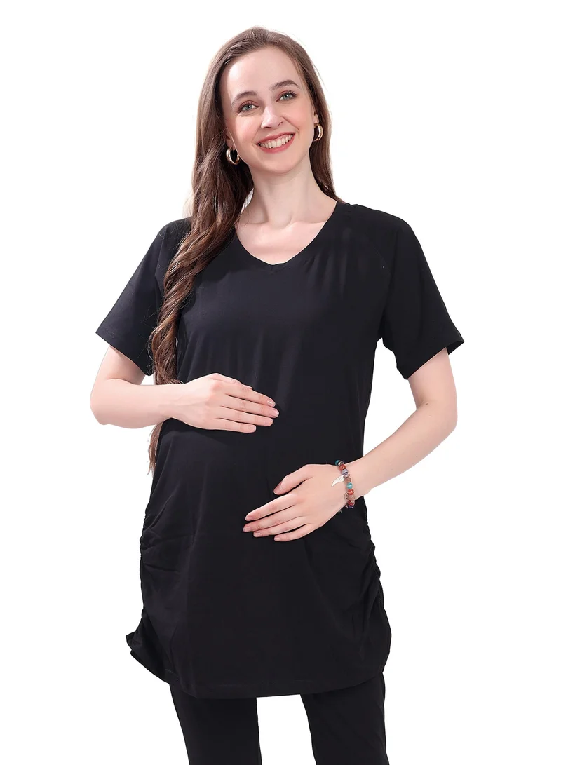 TUMMY TUMMY Combo Pack of 2 Maternity Black and Blue T-shirt