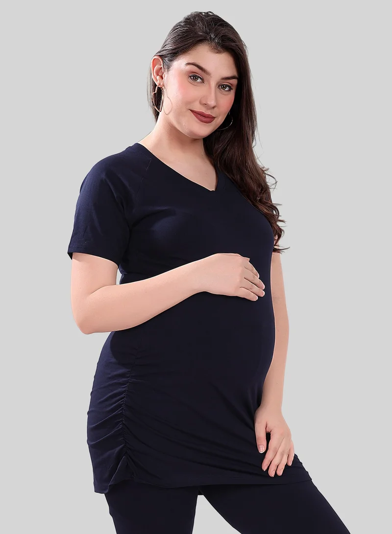 TUMMY TUMMY Combo Pack of 2 Maternity Black and Blue T-shirt
