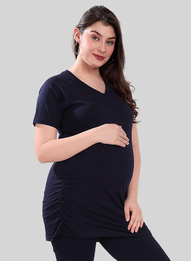 TUMMY Combo Pack of 2 Maternity Black and Blue T-shirt - Image 2