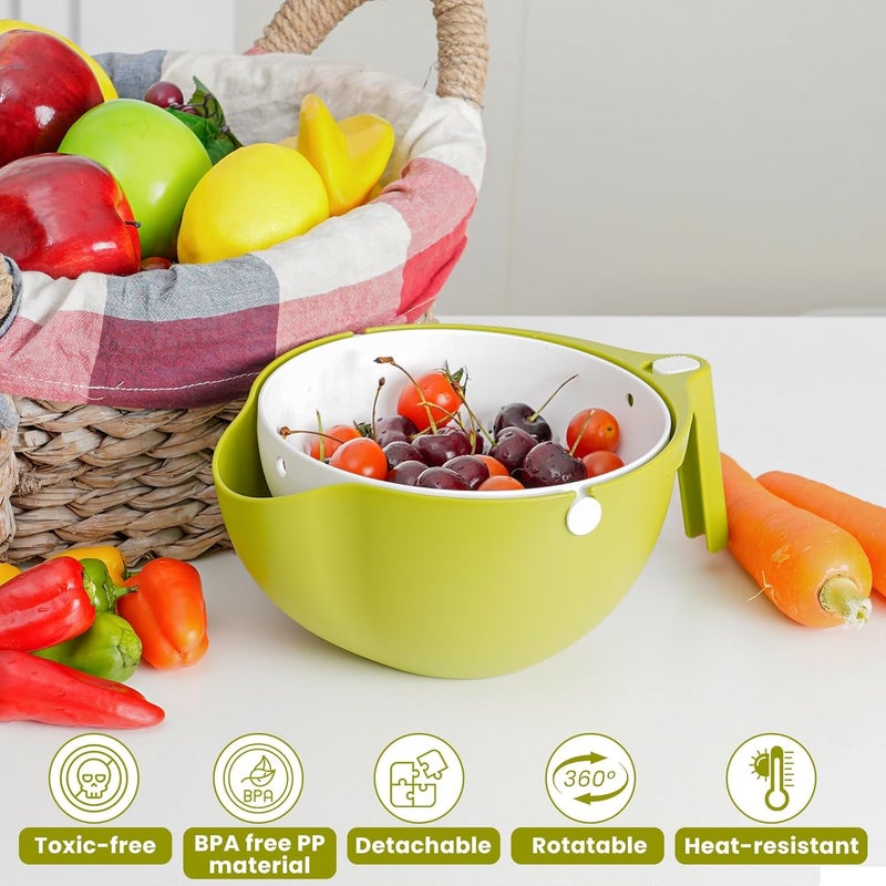 KRUPAVI Plastic Multi Functional Washing Vegetables and Fruit Draining Strainer Detachable Kitchen Strainer Colander Bowl Set Double Layer Drain BasketSalad Bowl Baskets Storage 1Pcs - Image 2