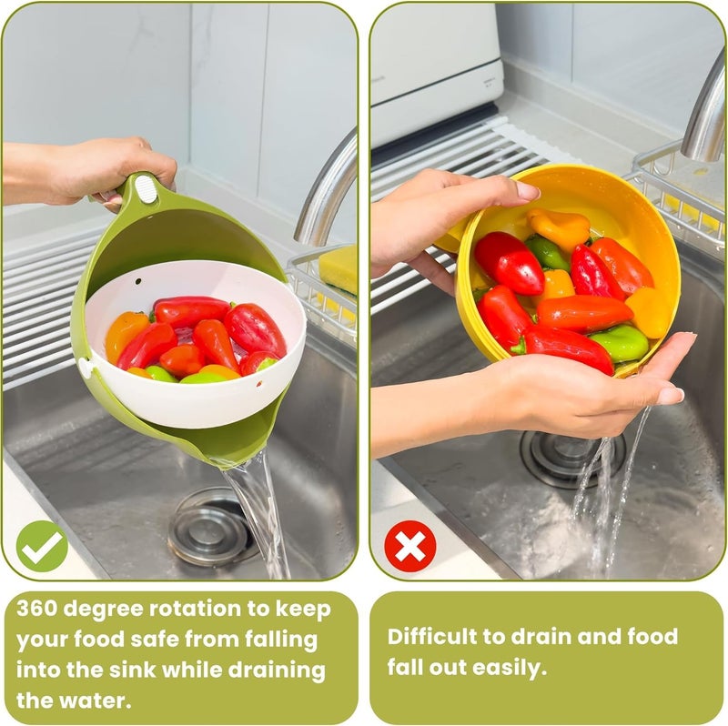 KRUPAVI Plastic Multi Functional Washing Vegetables and Fruit Draining Strainer Detachable Kitchen Strainer Colander Bowl Set Double Layer Drain BasketSalad Bowl Baskets Storage 1Pcs - Image 4