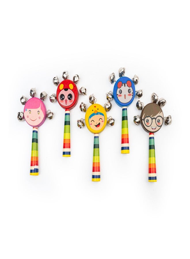 WoCra® Wooden Baby Rattle Toys - Pack of 1 | Handmade Musical Rattles for Newborns, Infants & Toddlers | Safe Non-Toxic Natural Wood | Smiley Face Design | Random Color Rattle Toy - Image 3