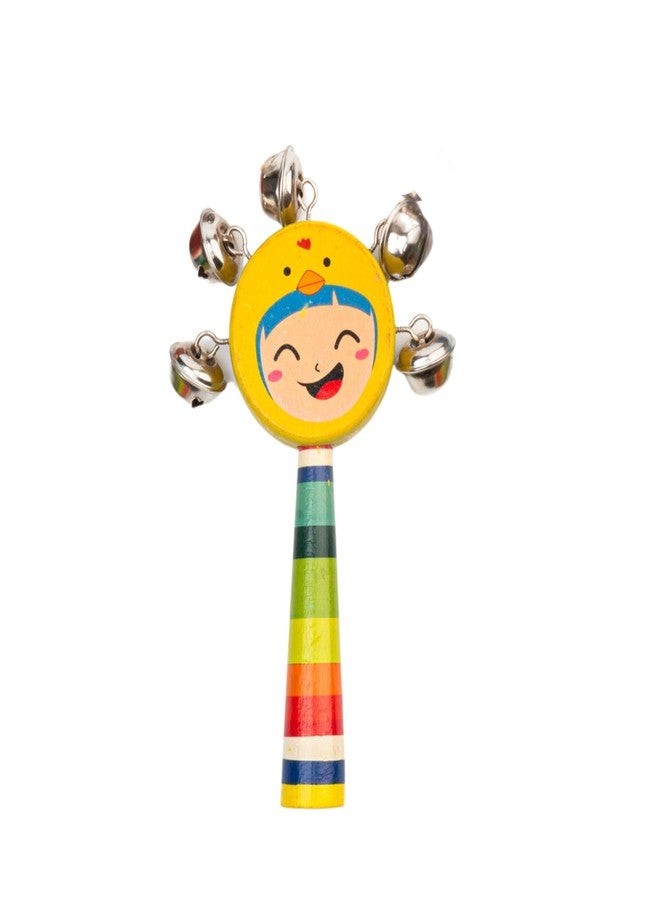 WoCra® Wooden Baby Rattle Toys - Pack of 1 | Handmade Musical Rattles for Newborns, Infants & Toddlers | Safe Non-Toxic Natural Wood | Smiley Face Design | Random Color Rattle Toy - Image 1