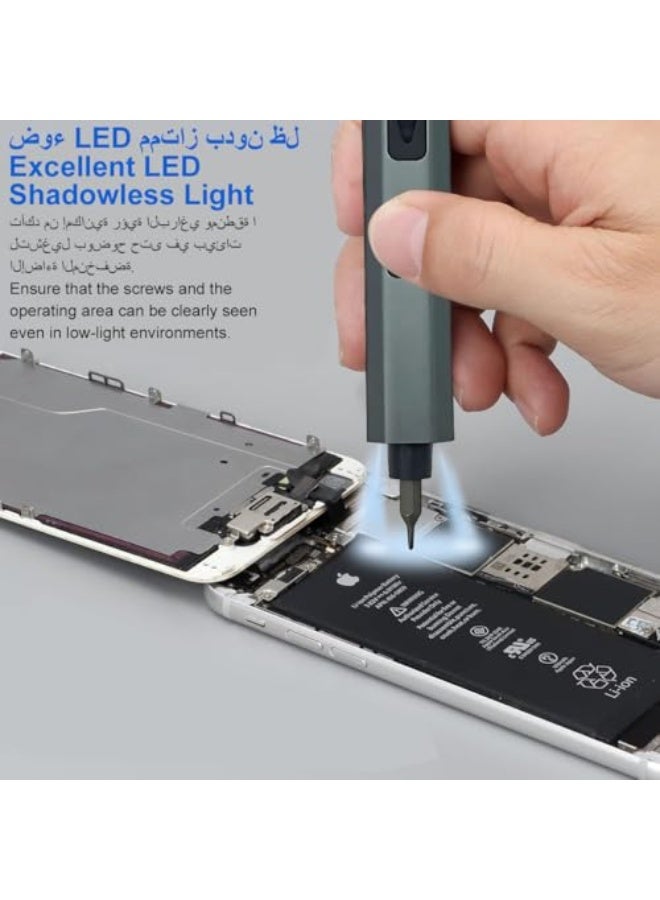 Electric Precision Screwdriver 50 in 1 Precision Screwdriver Set with 40pcs Magnetic Bits Cordless Mini Repair Tool Kit with LED Shadowless Light Dual Mode for Electronics Phone Computer Watch Laptop - Image 4
