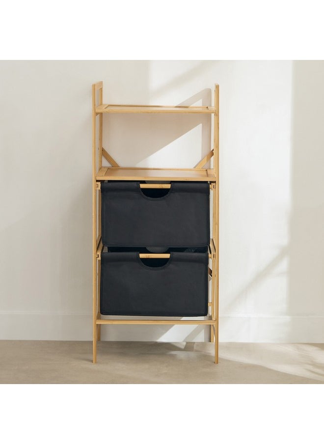 Home Box Oxford 2-Tier Storage Basket with Bamboo Shelf 43 x 96 x 33 cm  - Image 2