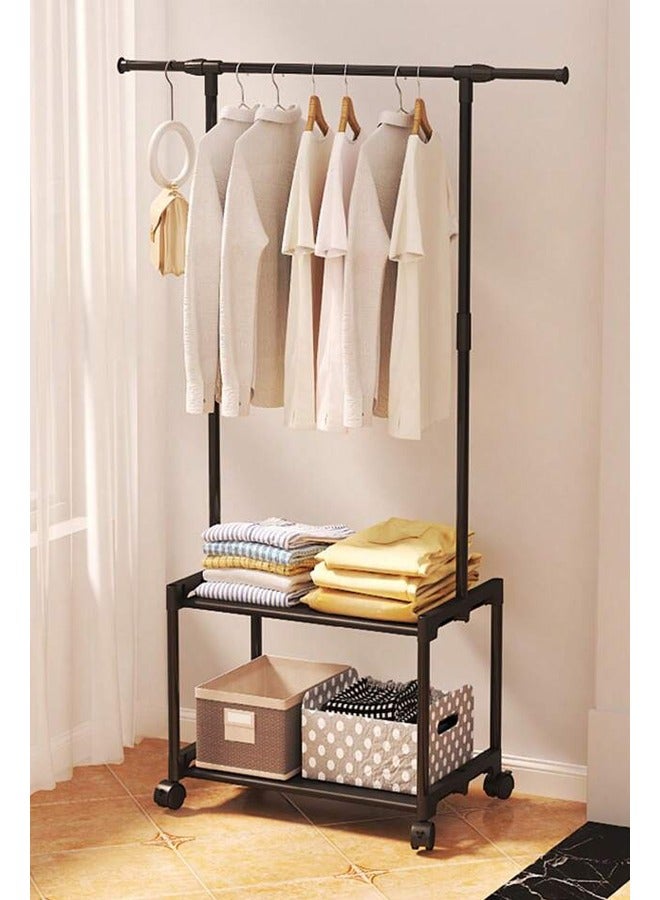 1 Piece Foldable Standing Clothes Organizer for Interior Bedroom and Hallway, 3-Level Shelves, Easy to Raise and Lower Hanging Clothes Rack, Shoe Organizer, Multi-Use  - Image 4
