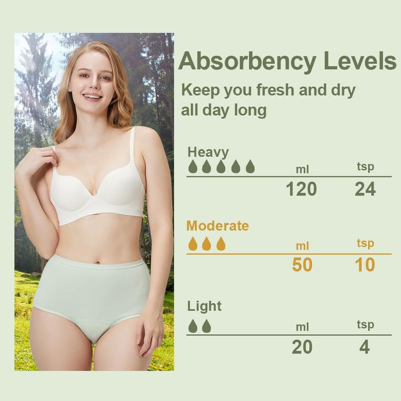 BATTEWA Washable Absorbency Incontinence Regular Underwear for Women, Reusable Leak Proof Protection Panties for Bladder Leakage(5Color, Large, 5 Pack) - Image 2