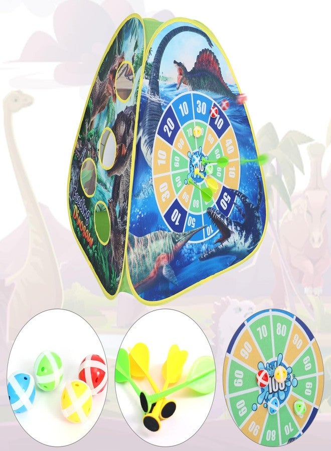plzzree Dinosaur Kids Play Tent Indoor: Boys & Girls Playhouse Tents Indoor Outdoor - 4in1 Dinosaur Tent with-Dart Board & Bean Bag Toss Games - Image 5