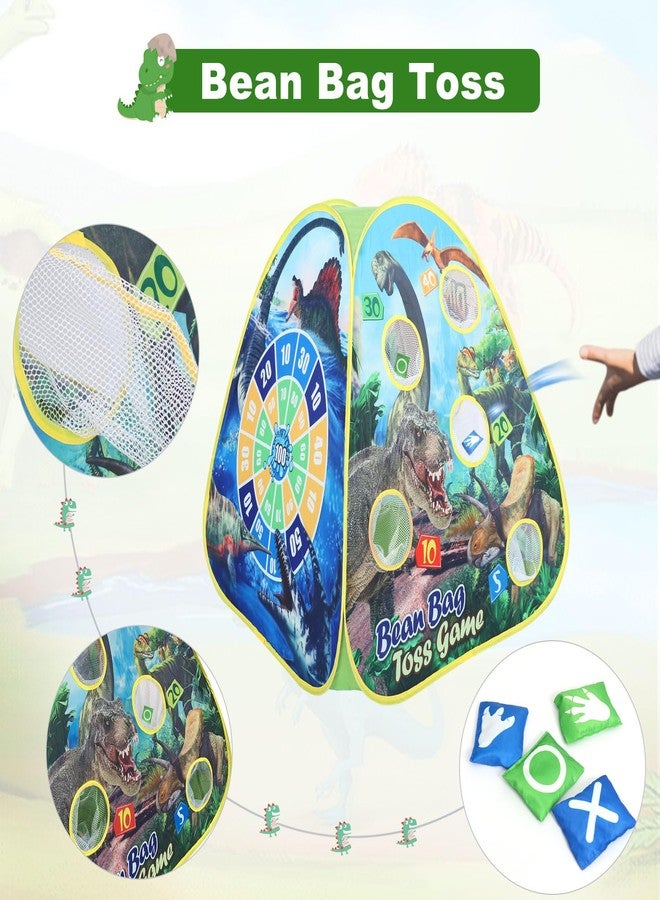 plzzree Dinosaur Kids Play Tent Indoor: Boys & Girls Playhouse Tents Indoor Outdoor - 4in1 Dinosaur Tent with-Dart Board & Bean Bag Toss Games - Image 4