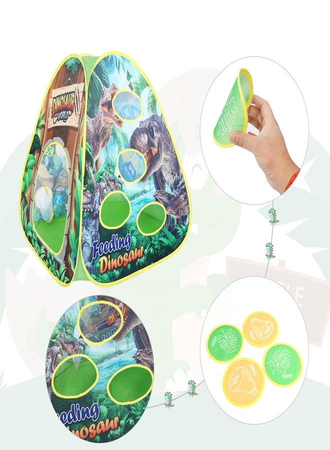 plzzree Dinosaur Kids Play Tent Indoor: Boys & Girls Playhouse Tents Indoor Outdoor - 4in1 Dinosaur Tent with-Dart Board & Bean Bag Toss Games - Image 3