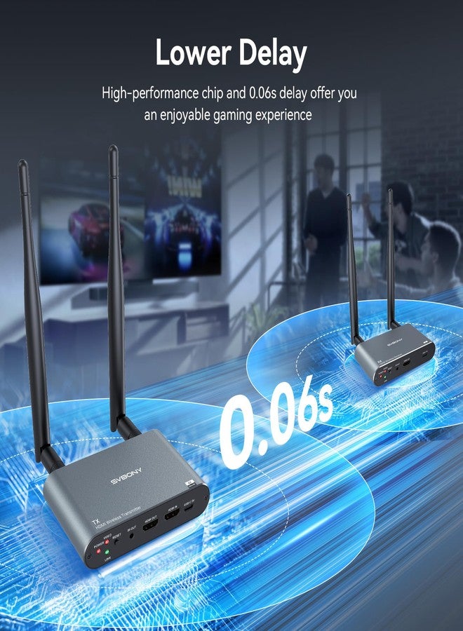 اس في بيوني جهاز إرسال واستقبال لاسلكي SVBONY TransAir2 HDMI بدقة 4K، مع موسع نطاق يصل مداه إلى 300 متر/984 قدمًا، مزود بمخرج HDMI حلقي، و9 قنوات 5G، وخالٍ من التداخل، وموسع نطاق الأشعة تحت الحمراء، لتوصيل أجهزة الكمبيوتر، ونتفليكس، وبلاي ستيشن 4/5، والتلفزيون، وجهاز العرض. - Image 5