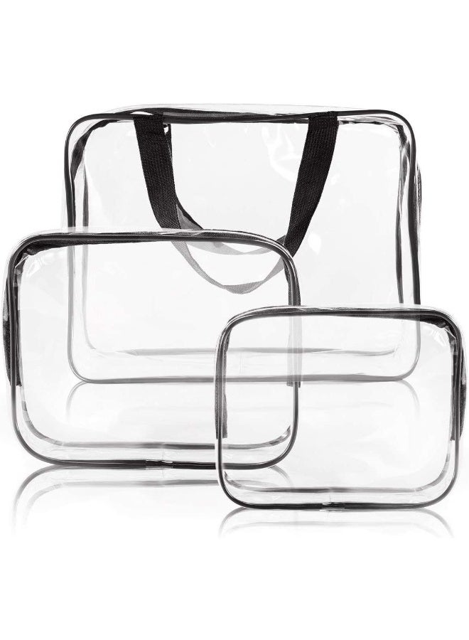3-Piece Cosmetic Bag Clear/Black - Image 1
