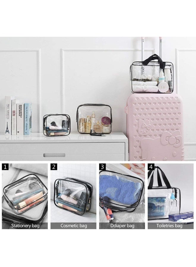 3-Piece Cosmetic Bag Clear/Black - Image 2