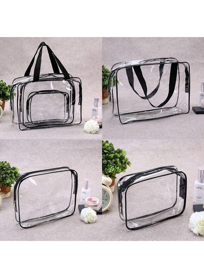 3-Piece Cosmetic Bag Clear/Black - Image 5