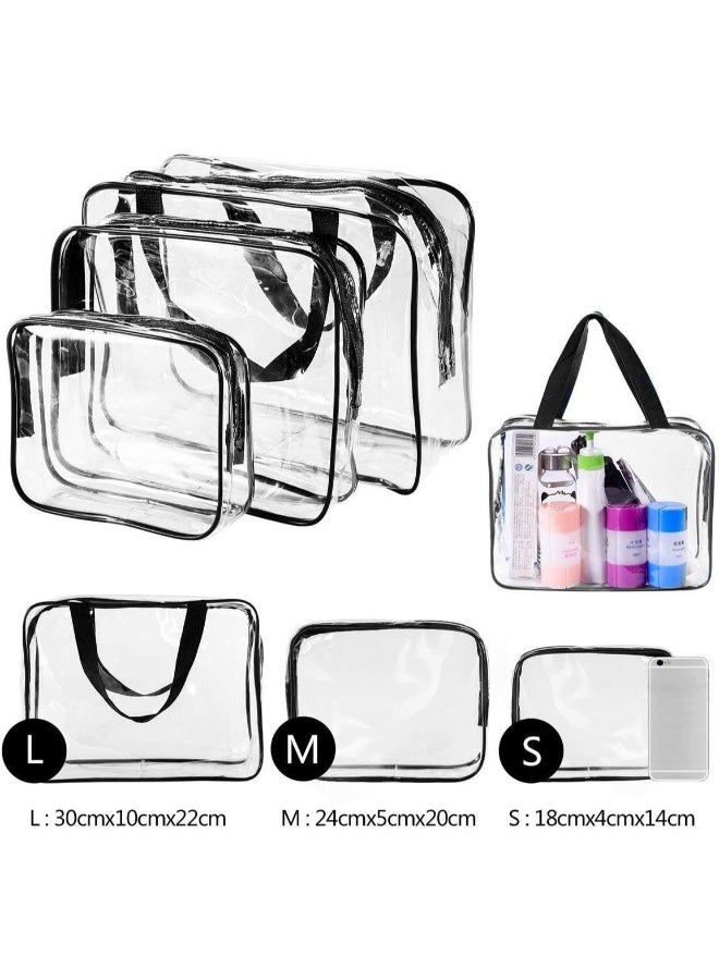 3-Piece Cosmetic Bag Clear/Black - Image 4