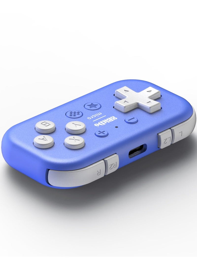 8Bitdo Micro Bluetooth Gamepad Pocket-sized Mini Controller for Switch, Android, and Raspberry Pi, Supports Keyboard Mode (Blue) - Image 2