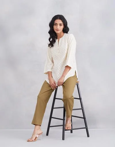 Fabindia Offwhite Cotton Silk Blend Tunic