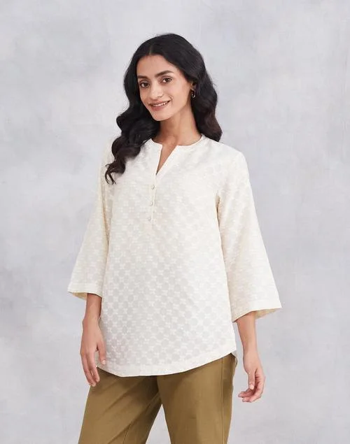 Fabindia Offwhite Cotton Silk Blend Tunic