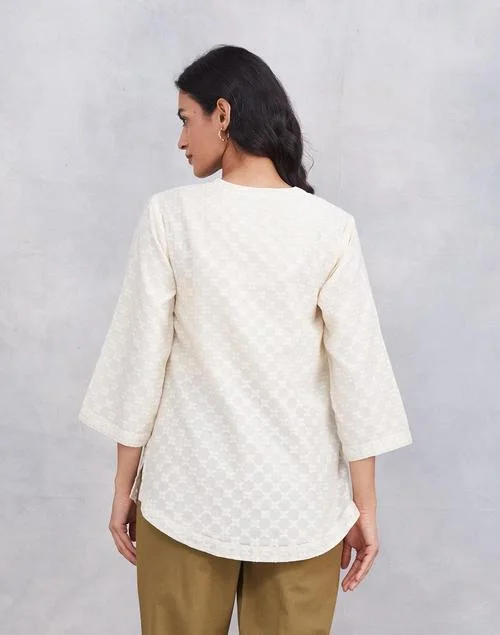 Fabindia Offwhite Cotton Silk Blend Tunic