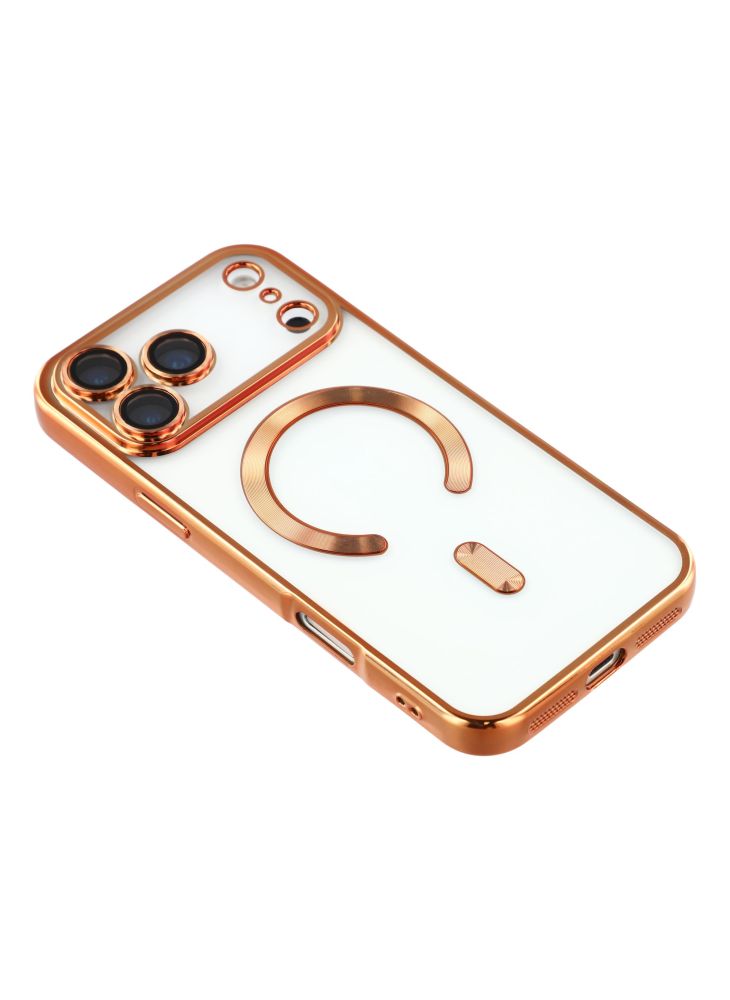 For iPhone 17 Pro Case Compatible with MagSafe Electroplated TPU Phone Cover with Lens Film - Orange - Image 4