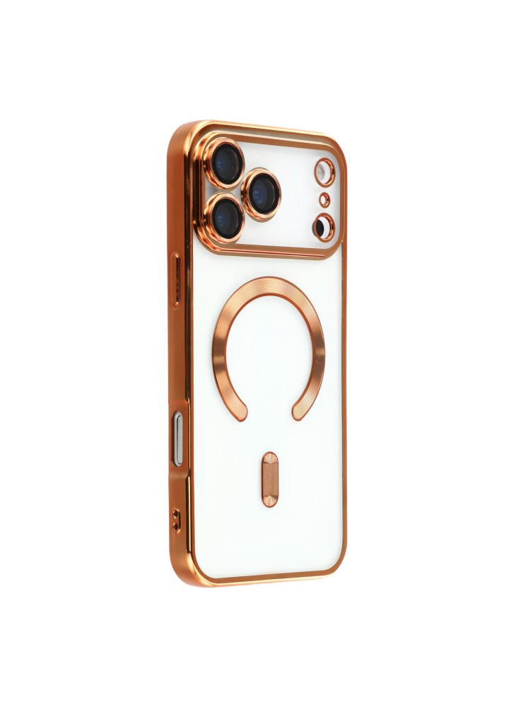 For iPhone 17 Pro Case Compatible with MagSafe Electroplated TPU Phone Cover with Lens Film - Orange - Image 1