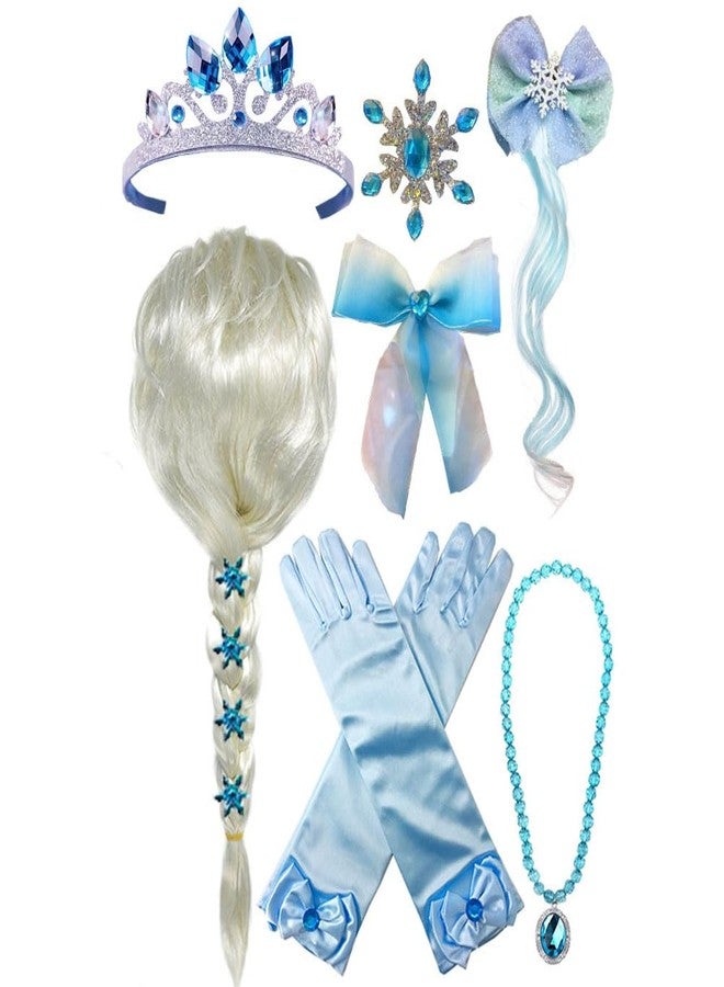 Yosbabe Princess Elsa Wig Frozen Elsa Braid Princess Elsa Dress Up Costume Cosplay Accessories for Kids Girls (blue2) - Image 1