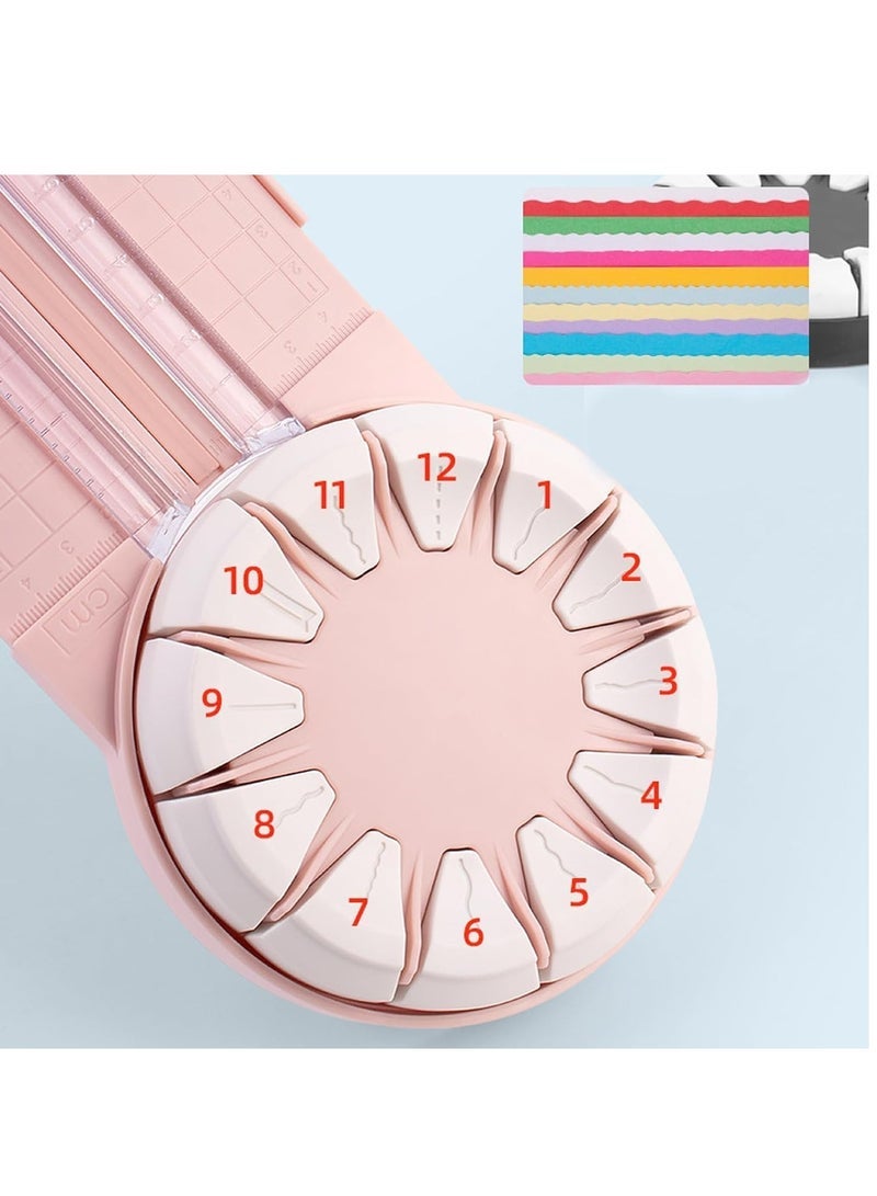 general Paper Cutter - 12 in 1 Versatile Paper Craft Machine, Professional Paper Cutting Tool with Wave and Straight Blades, Ideal for Scrapbooking and Card Making(Pink) - Image 3