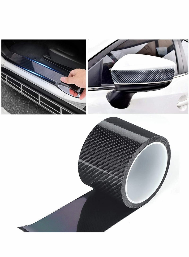Carbon Fiber Sticker, Car Sill Protectors Strips Black Carbon Fiber Protective Film Car Door Edge Guard Anti-scratch Sticker Protect Scratch Protection Device Suitable for Most Cars(7CM*3M) 1 Roll - Image 1