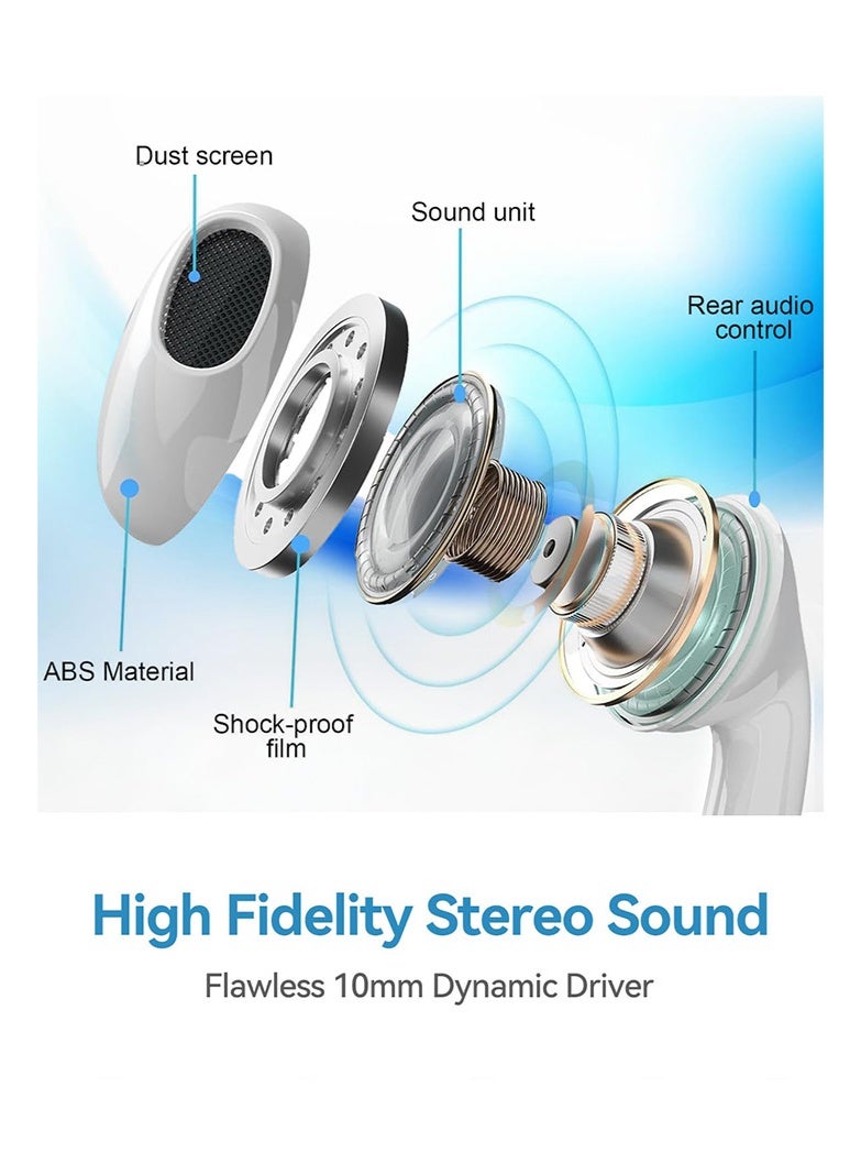 عربست سماعات أذن سلكية بمنفذ USB C مع ميكروفون وتحكم في مستوى الصوت، سماعات أذن داخلية لهاتف iPhone 15 Pro Max، iPad Pro/Air، Samsung (أبيض), سماعات تايب سي - Image 2