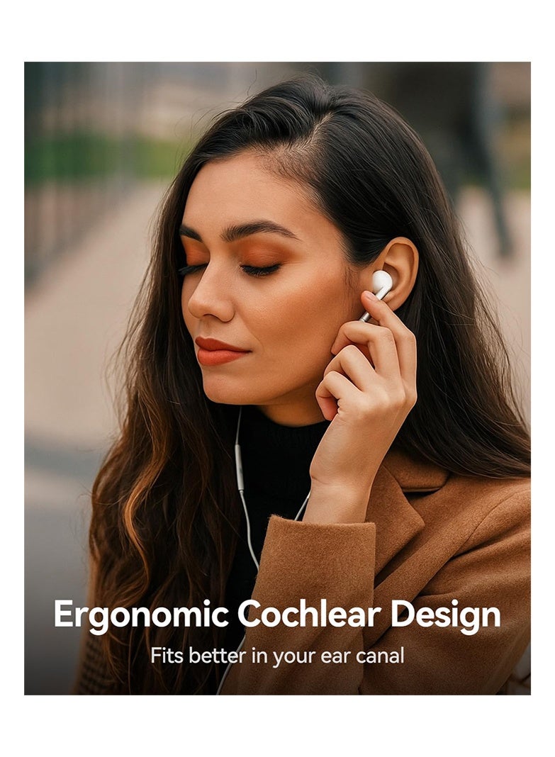 عربست سماعات أذن سلكية بمنفذ USB C مع ميكروفون وتحكم في مستوى الصوت، سماعات أذن داخلية لهاتف iPhone 15 Pro Max، iPad Pro/Air، Samsung (أبيض), سماعات تايب سي - Image 4